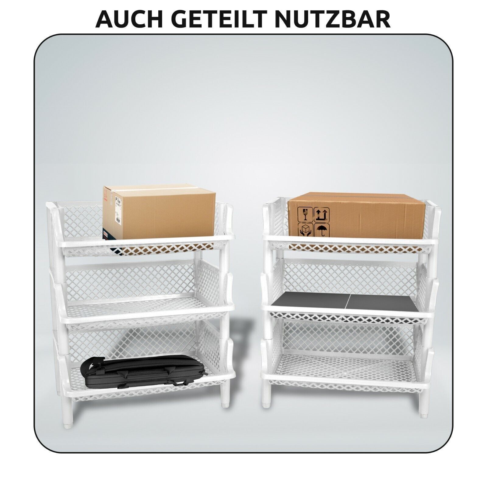 ARTECSIS Korbregal Kunststoff 6 Elemente Stecksystem Stapelregal, Lagerregal