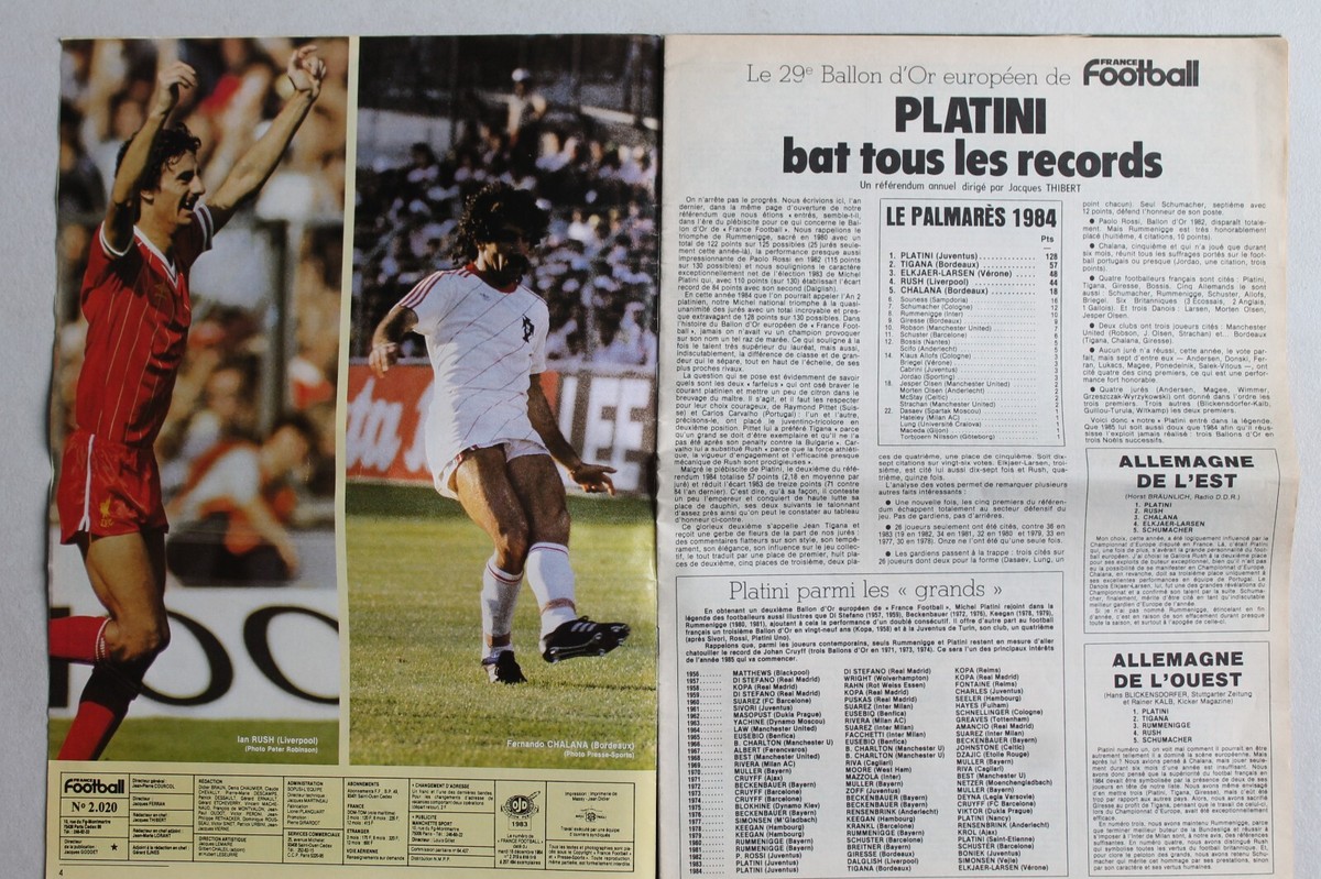 Onze Décembre 1984, Platini Onze D'or 1984, 100 Pages