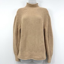 J Crew Roll Neck Sweater Women's S Tan Fisherman Oarsman Preppy Capsule Chunky