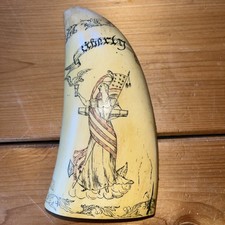 FAUX SPERM WHALE TOOTH "LIBERTY" SCRIMSHAW RESIN, ARTEK, Great Condition