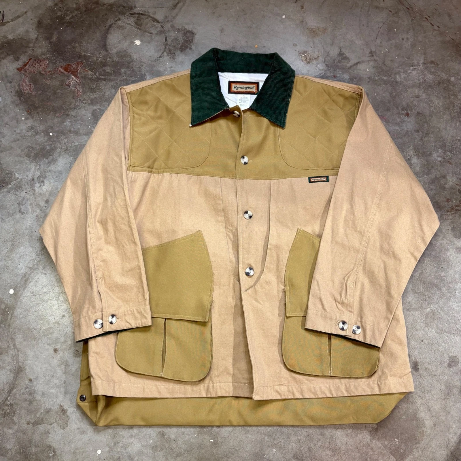 Remington Mens Outdoor Clothing Quilted Shoulder Hunting Jacket XL Tan Green