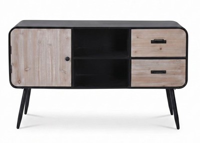 Loft Sideboard Vintage   Schrank Holz Metall mit Tür & Fächern