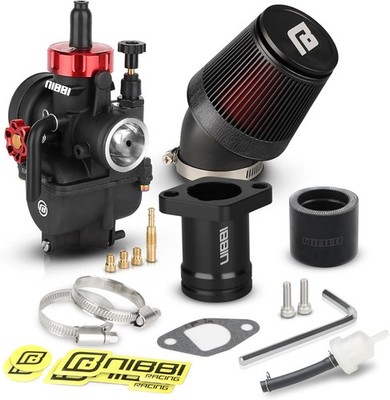 NIBBI Predator 212 Carburetor Kit,with Intake Curved filter+Black manifold 