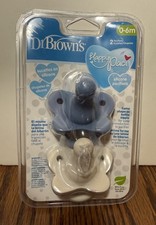 Dr Brown's Happy Paci Silicone Baby Pacifiers 2 Pack Blue/White 0-6 Months NEW