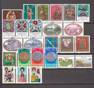 LIECHTENSTEIN - 1977 - SEHR KOMPLETTER JAHRGANG 25 WERTE - VOLLGUMMI POSTFRISCH **