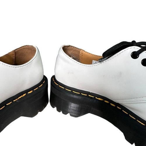 Zapatos de plataforma Dr. Martens 1461 Quad blancos de cuero liso talla mujer’s 6 hombre’s 5 - Imagen 8 de 15