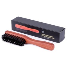 Boar Bristle Beard Mustache Handled Brush for Men, Soft Bristles, Travel Be...