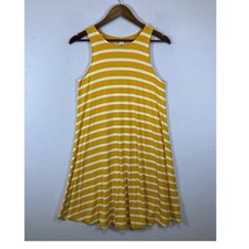Sunny Striped Old Navy Women Small Yellow White Sleeveless Swing Mini Dress