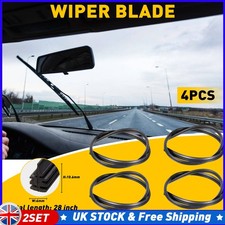 4Pcs 28" Black Silicone Car Wiper Blade Refills Cuttable For Honda BMW Yamaha UK
