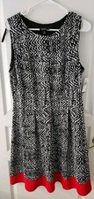 ALYX Black  White Sleeveless A Line Dress Women  s Size 18 NWT Red Hem Slimming 