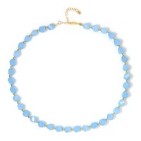 Cavill Blaue Quarz Halskette 925 Silber Vergoldet Mit Gold HäMatit 45 Cm