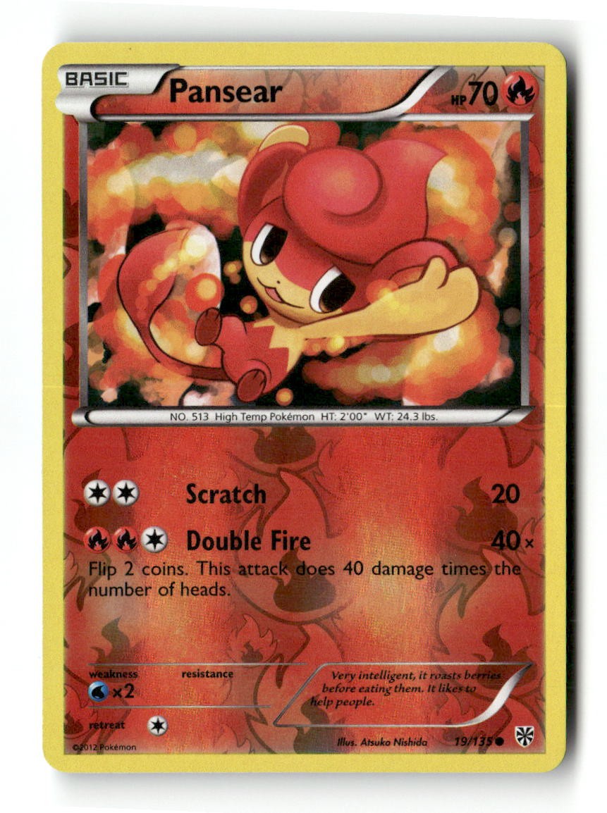 Pansear 19/135 C Plasma Storm Pokemon Reverse Holo NM