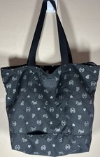    FLAW Victoria's Secret PINK Black Silver Logo Heart Print Zipper Tote Bag   