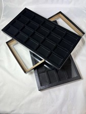 2-Divided Riker Style Display Cases 8 X 14.5  Flocked Divided Insert 20 Slots