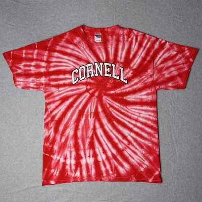 Vintage Cornell Tie Dye T-Shirt Large Red White Y2K College Swirl Gildan Tag 