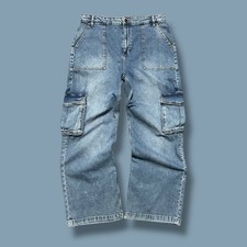 On 34th Cargo Jeans Wide Leg y2k Baggy Pants Faded Blue 16/33 34x30