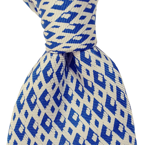 VTG Guy Laroche Tie Mens 3.75 " BOGO Paris Silk Blue Geometric 56.5 Necktie USA