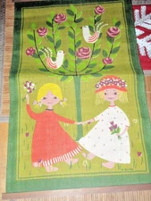 Vintage May Buhler Hanging  Linen Tapestry Sweden MCM Darling!
