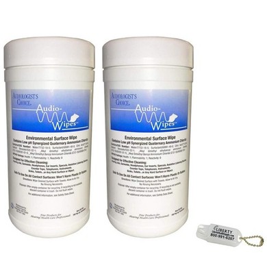 2 Pack Bonus Bundle AudioWipes Hearing Aid Wipes  Large Canister