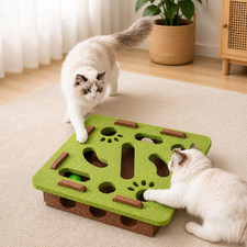 Interactive Cat Toy Maze Puzzle Box with Bell Balls Felt Tunnel Kitten Play Toy