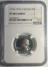 1776-1976-S BICENTENNIAL PROOF SILVER WASHINGTON QUARTER GRADED NGC PR68 CAMEO