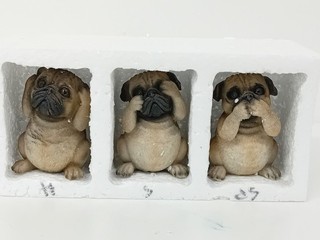 NEMESIS NOW Three Wise Pugs Figurines 8.5cm Collectable Display Set K242