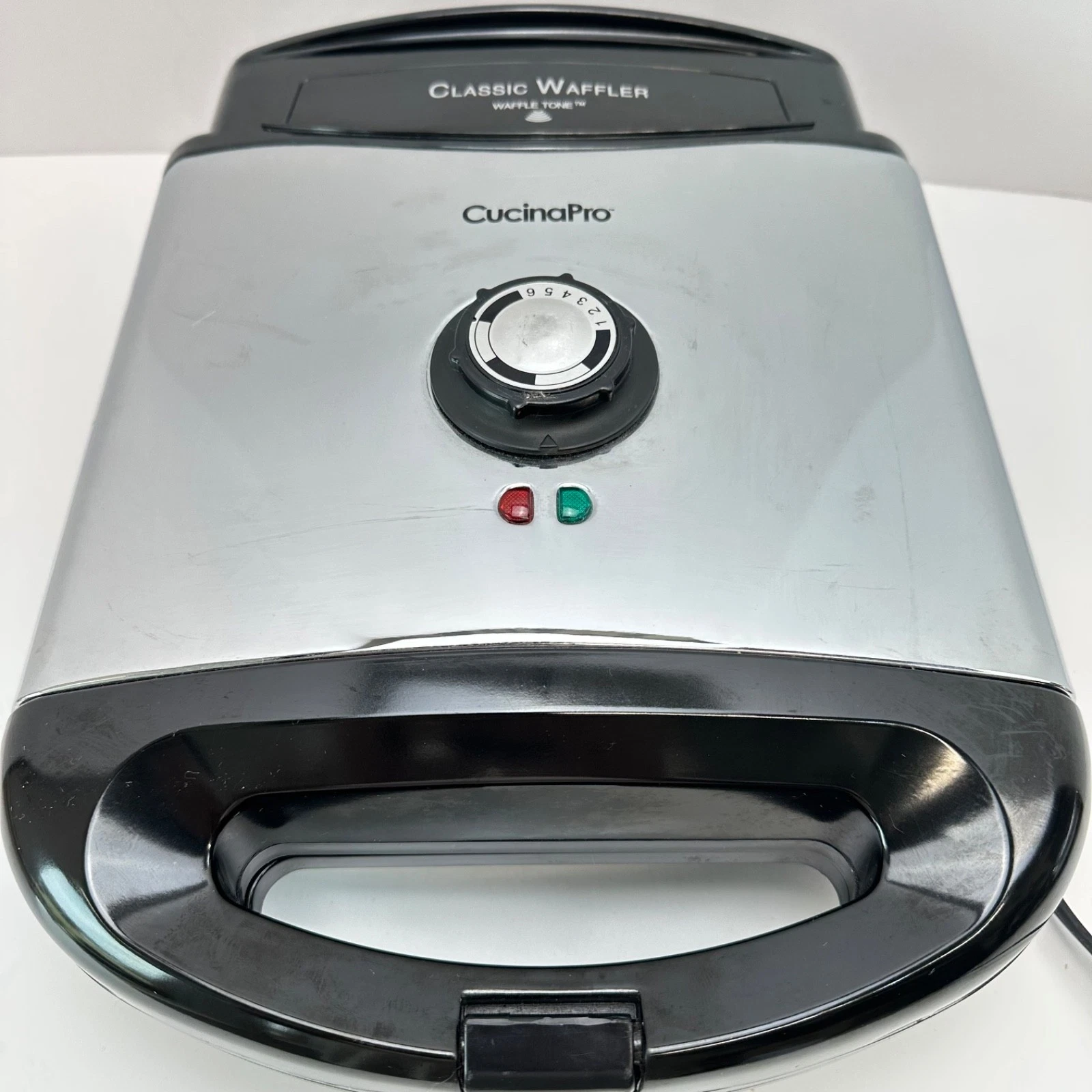 CucinaPro Four Square Belgian Waffle Maker, Extra Large X-Large, Black Silver