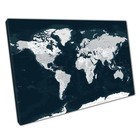 Minimalist World Map Canvas Print Black White Wall Art with Country Names for