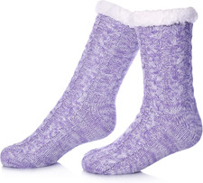 Women's Winter Super Soft Warm Cozy Fleece Lined Fuzzy Slipper Socks with Grippe