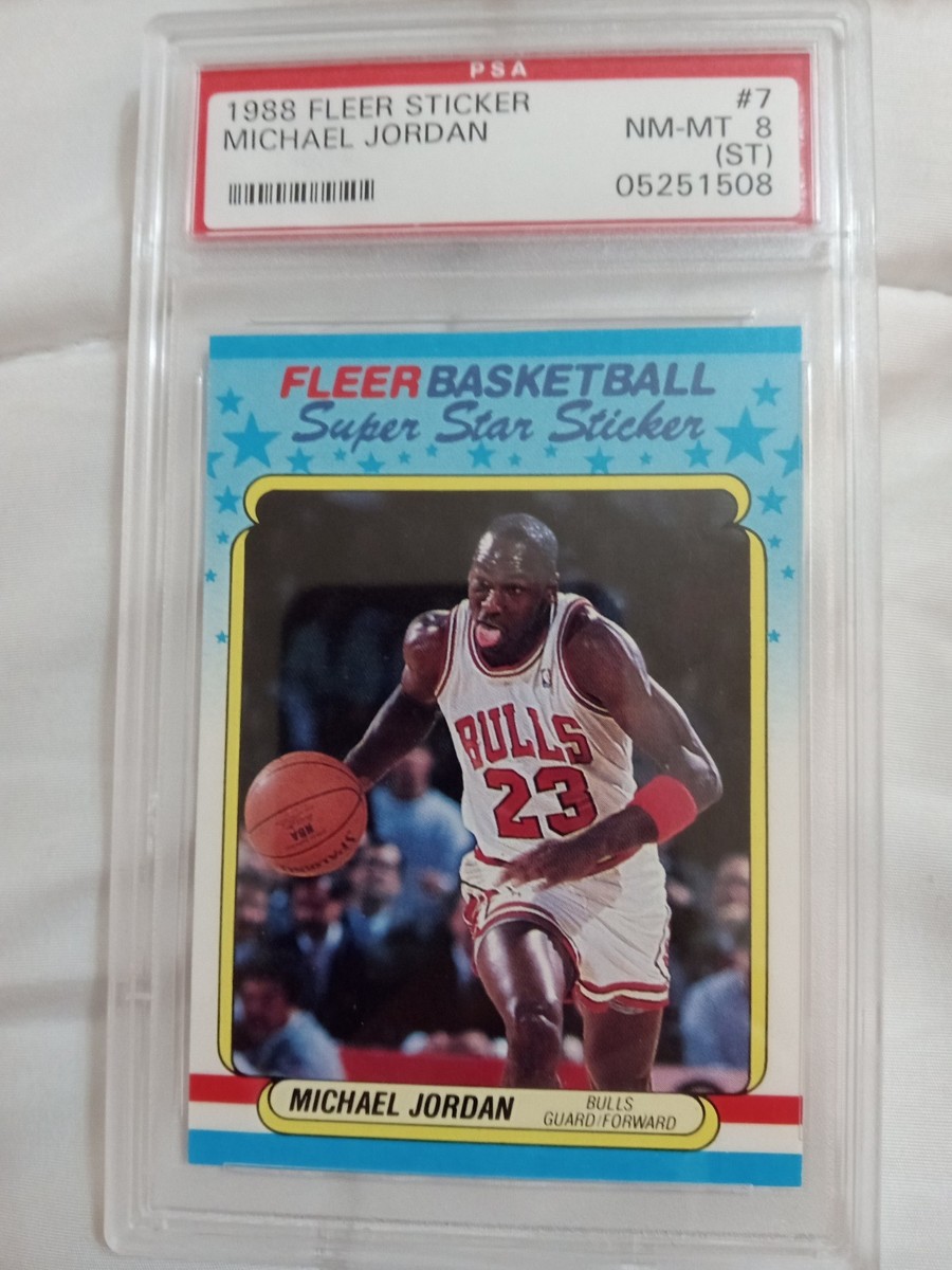1988 Fleer Michael Jordan Sticker #7. PSA 8 Must Have For Jordan
