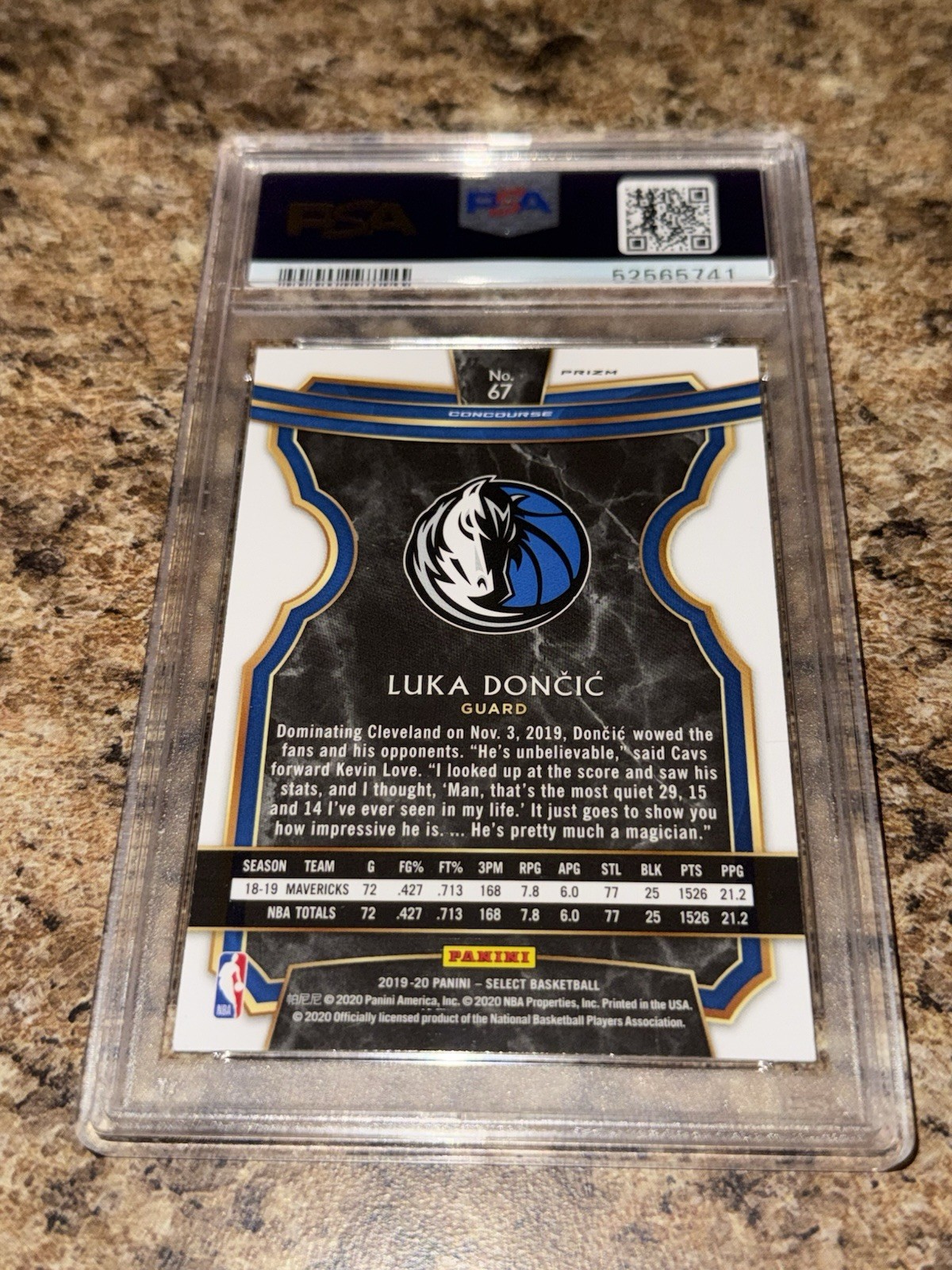 2019-20 Panini Select Scope Silver Prizm #67 Luka Doncic Dallas PSA 9 MINT view 2