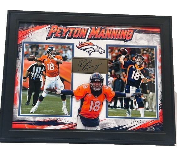 Peyton Manning Denver Broncos Laser Autographed 18x14 Framed Photo Collage