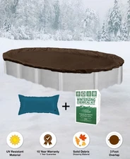 12'x24' Oval Above Ground Winter Pool Cover + 4x8 Air Pillow + Winterizing Kit ^