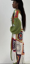 Boho Crochet Patchwork Cardigan Long Colorblock Kimono Festival Duster Jacket