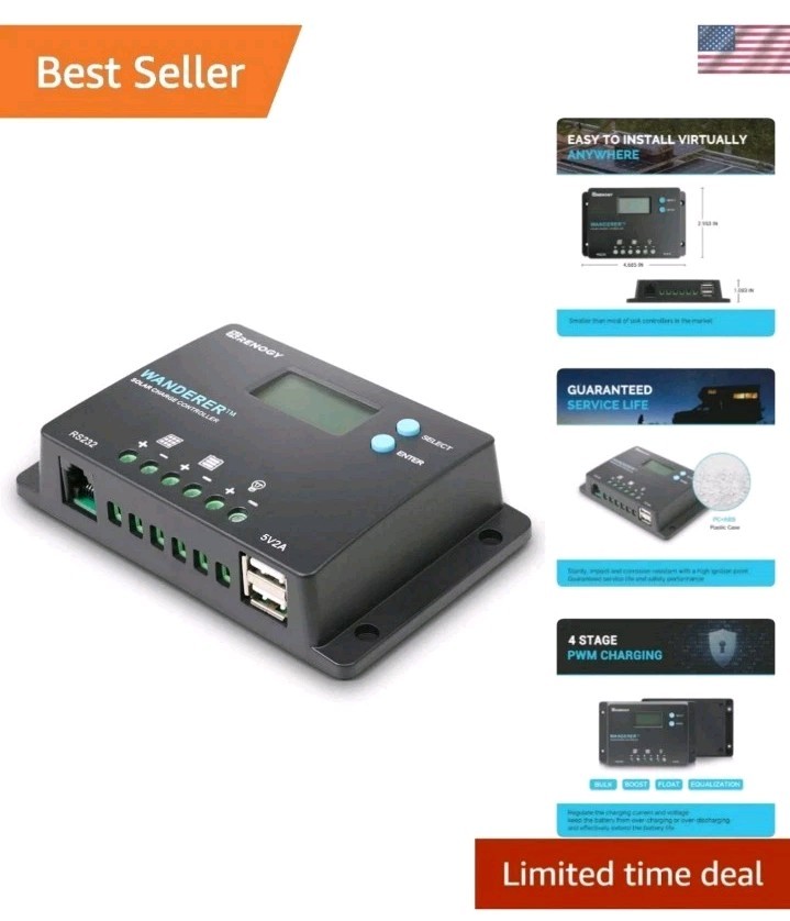 Wanderer 10A Solar Charge Controller &ndash; 12V/24V PWM w/LCD D