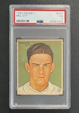 1933 Goudey #127 Mel Ott PSA 3 VG New York Giants HOF Centered Sharp