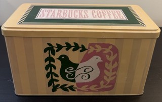 VTG 1990s Starbucks Coffee Tin Dove Bird & Stripes Design Collectible