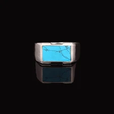 Men's Signet Ring 925 Sterling Silver Handmade Ring Turquoise Ring Men's Ring