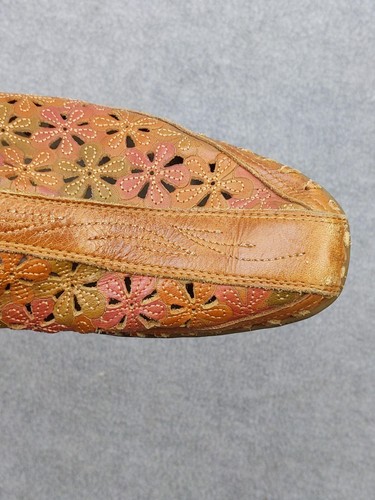 Pikolinos Shoes Womens Size 38 Brown Leather Floral Cutout Comfort Slip On Heel - Picture 2 of 10