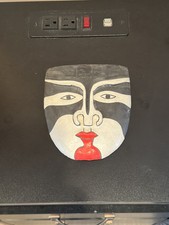 Bali Indonesian Wooden Carved Mask in Black, White  Red Colors