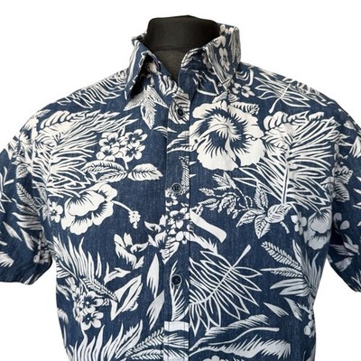 JOE BROWNS Hemd Herren LARGE (42-44'') Kurzarm in Blau Blumenmuster