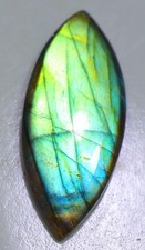 33 Ct 5X18X43 mm Natural Green Fire Labradorite Marqusie Cabochon Gems QY-340