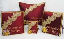 NEW 4PC Custom Quinceanera Set Kneeling pillow Guestbook Photo album bible