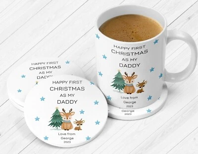 UNIQUEPGIFTS First Christmas As My Daddy Grandad Dad Mug And Coaster 1st Xmas Baby Gift 2026
