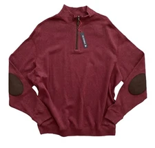 Daniel Cremieux Nwt Merlot 1/4 Zip Cotton Sleeve Patch Reversible Sweater 2XLT