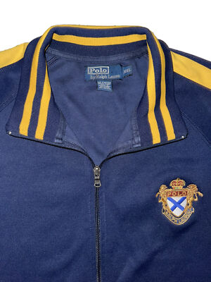 Vintage Polo Ralph Lauren Mens Gold Crest Lion Full Zip Track