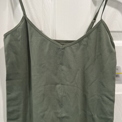Free People Olive Green Seamless Mini Slip Dress Woman's Size M/L NWT | eBay