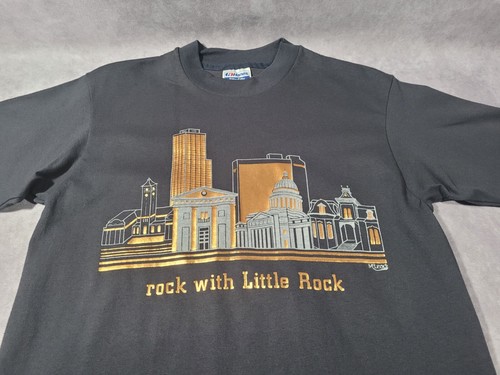 Vintage 1990 Little Rock Arkansas Rock with Little Rock Hanes Shirt Medium Black