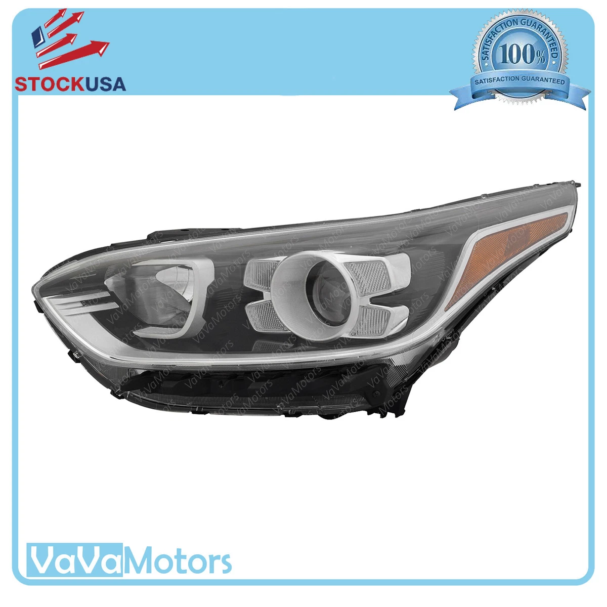 Faros Halógenos Para Kia Forte 2019-2021 - Lado Derecho, Color Negro, Reemplazo Directo (sin LED Incluido)