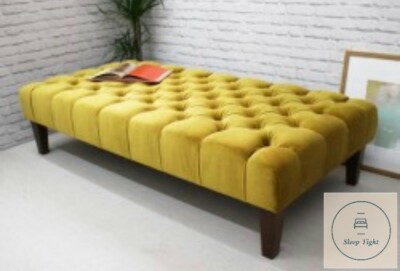 Extra Large Chesterfield Footstool Coffee Table In Plush Velvet Fabric Ebay
